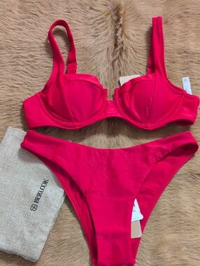 Berlook Red Women’s Underwire Bikini Set Large Top Medium Bottom